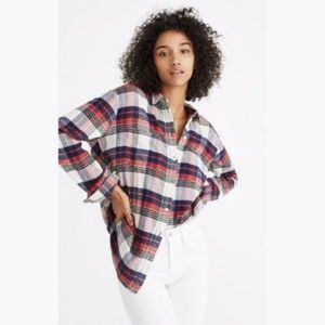MADEWELL Plaid Flannel Oversized Boyfriend Shirt L